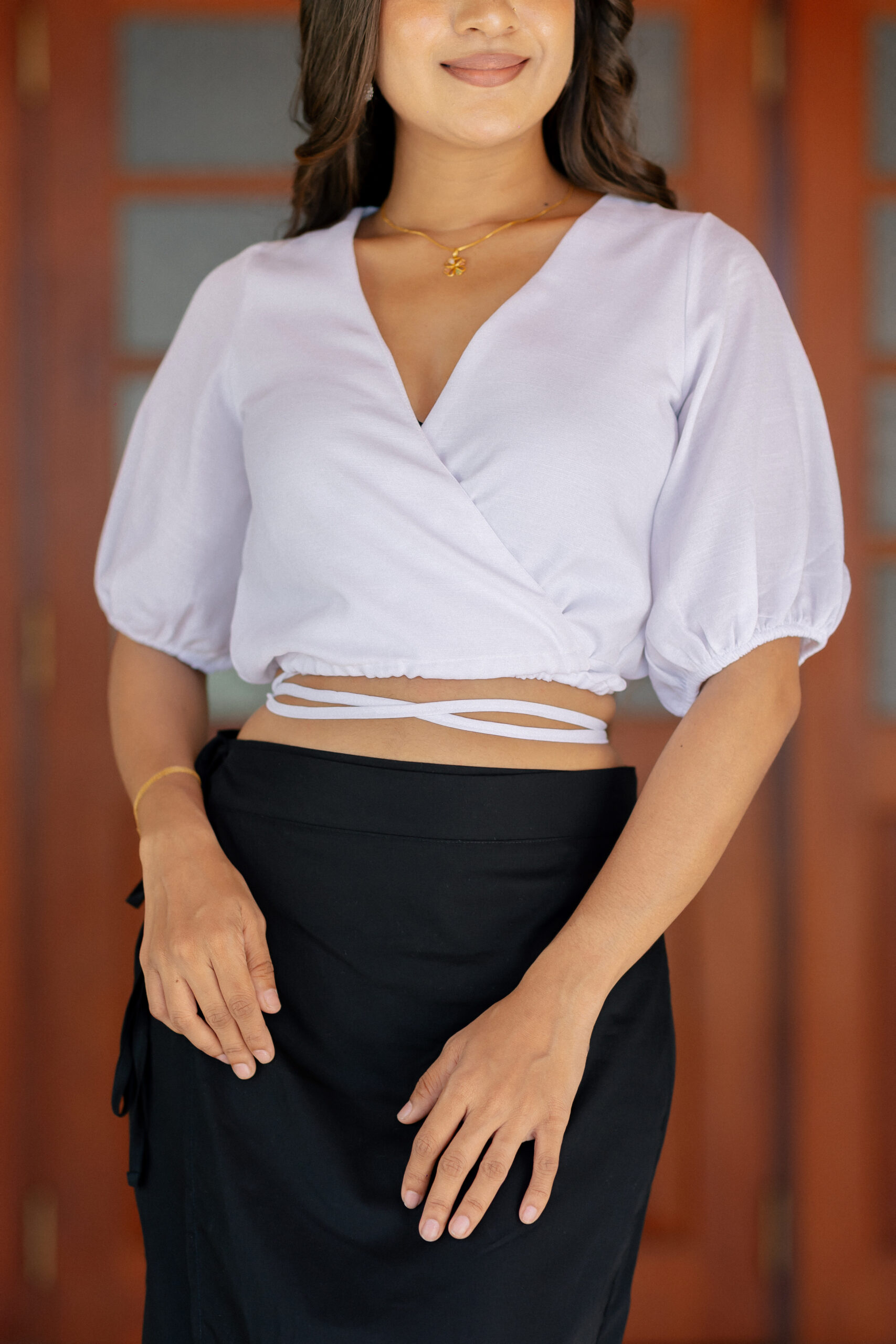 Fiona Cross-Over White Top - Image 4