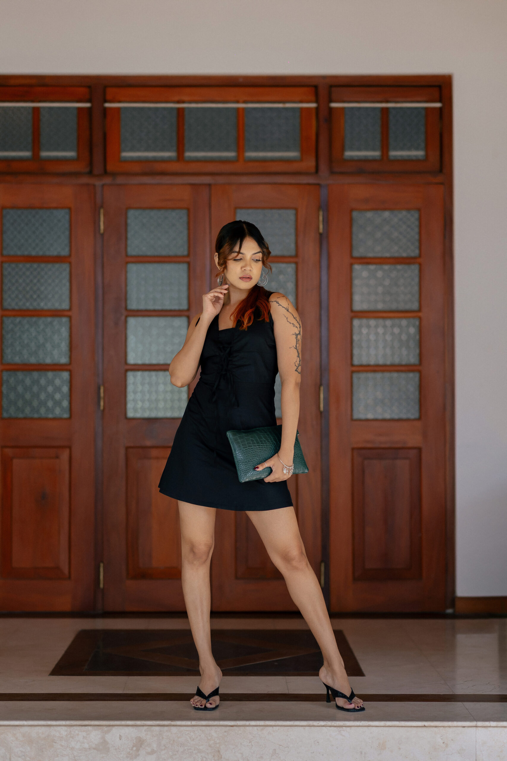 Diana Criss-Cross Mini Black Dress - Image 2